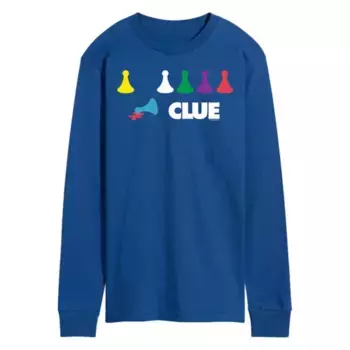 Мужская футболка с длинным рукавом и графическим принтом в виде кусочков игры «Подсказки» Hasbro, синий