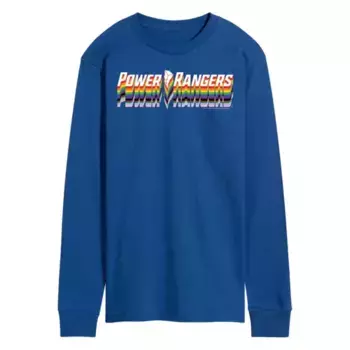 Мужская футболка с длинным рукавом и графическим логотипом Power Rangers Pride Licensed Character, синий