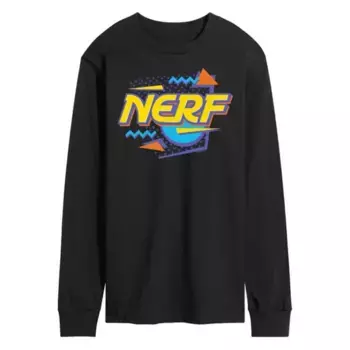 Мужская футболка с длинным рукавом и графическим логотипом 90-х Nerf, черный