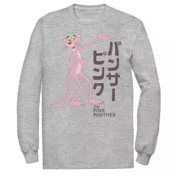 Мужская футболка с длинным рукавом и графическим логотипом Pink Panther Kanji Portrait Licensed Character