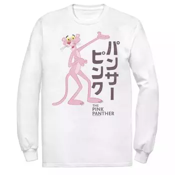 Мужская футболка с длинным рукавом и графическим логотипом Pink Panther Kanji Portrait Licensed Character