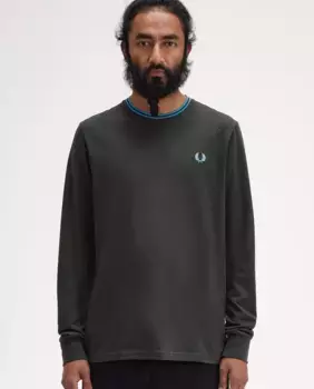 Мужская футболка с длинным рукавом и круглым вырезом Fred Perry, чёрный