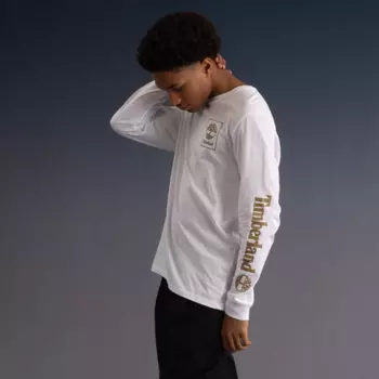 Мужская футболка с длинным рукавом и логотипом Timberland, белый