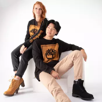 Мужская футболка с длинным рукавом и логотипом Timberland, черный