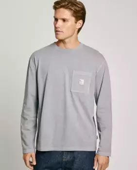 Мужская футболка с длинным рукавом и передним карманом Pepe Jeans, серый