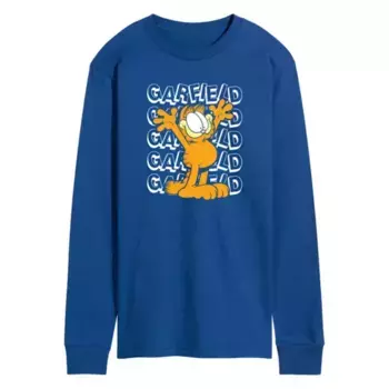 Мужская футболка с длинным рукавом и повторяющимся принтом Garfield Licensed Character, синий