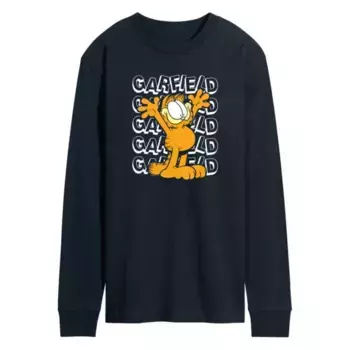 Мужская футболка с длинным рукавом и повторяющимся принтом Garfield Licensed Character, синий