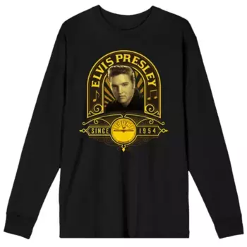 Мужская футболка с длинным рукавом и принтом Элвиса Пресли от Sun Records Licensed Character, черный