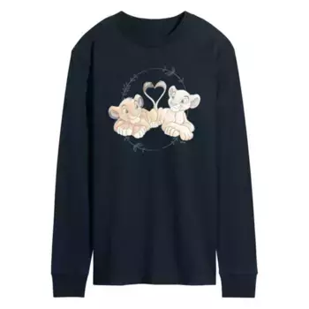 Мужская футболка с длинным рукавом и принтом «Король Лев» с Симбой и Налой Disney, синий