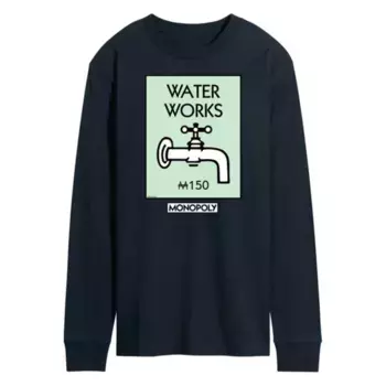 Мужская футболка с длинным рукавом и принтом «Monopoly Waterworks» Licensed Character, синий
