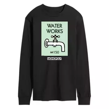 Мужская футболка с длинным рукавом и принтом «Monopoly Waterworks» Licensed Character, черный