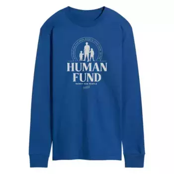 Мужская футболка с длинным рукавом и принтом «Seinfeld the Human Fund» Licensed Character, синий