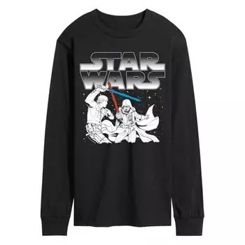 Мужская футболка с длинным рукавом и принтом «Люк против Вейдера» Star Wars, черный