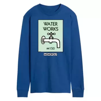 Мужская футболка с длинным рукавом и принтом «Monopoly Waterworks» Licensed Character, синий