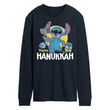 Мужская футболка с длинным рукавом и принтом «Счастливая Ханука» от Lilo & Stitch Disney, синий