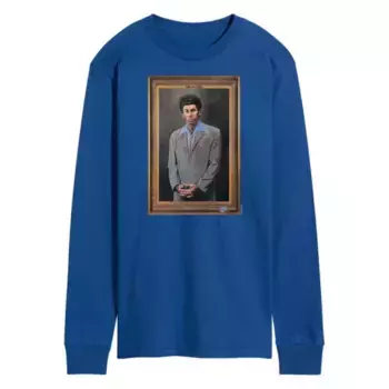 Мужская футболка с длинным рукавом и принтом Seinfeld Kramer Portrait Licensed Character, синий
