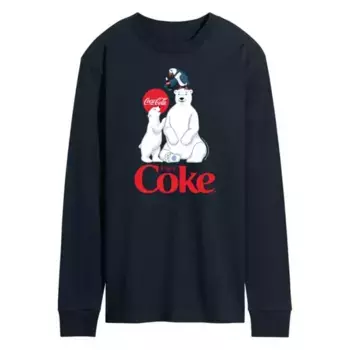 Мужская футболка с длинным рукавом и принтом белых медведей Coca-Cola Licensed Character, синий