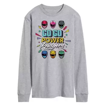 Мужская футболка с длинным рукавом и принтом Power Rangers Go Go Licensed Character, серый
