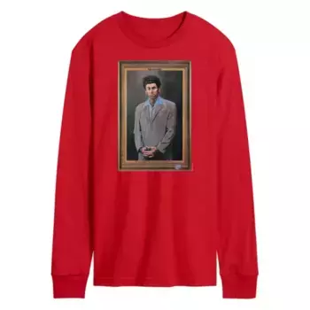 Мужская футболка с длинным рукавом и принтом Seinfeld Kramer Portrait Licensed Character, красный