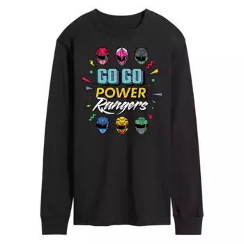 Мужская футболка с длинным рукавом и принтом Power Rangers Go Go Licensed Character, черный