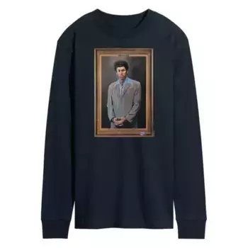 Мужская футболка с длинным рукавом и принтом Seinfeld Kramer Portrait Licensed Character, синий