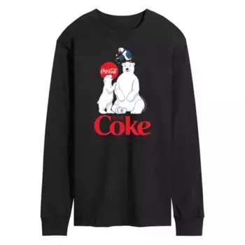 Мужская футболка с длинным рукавом и принтом белых медведей Coca-Cola Licensed Character, черный