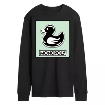 Мужская футболка с длинным рукавом и принтом утки-монополии Licensed Character, черный