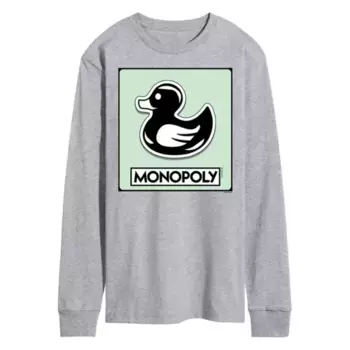 Мужская футболка с длинным рукавом и принтом утки-монополии Licensed Character, серый
