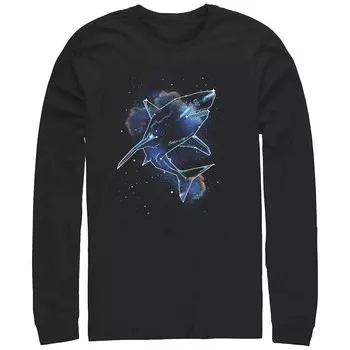 Мужская футболка с длинным рукавом и рисунком Shark Galaxy Licensed Character, черный