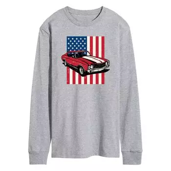 Мужская футболка с длинным рукавом и рисунком Muscle Car Flag Licensed Character