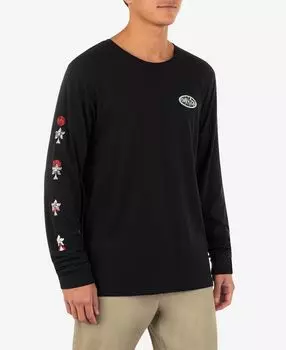 Мужская футболка с длинным рукавом и рисунком в стиле кантри на каждый день Hurley, черный
