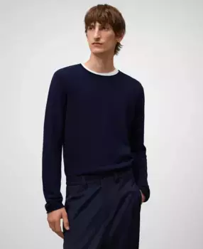 Мужская футболка с длинным рукавом и воротником-стойкой Adolfo Dominguez, темно-синий