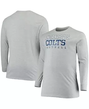 Мужская футболка с длинным рукавом indianapolis colts в меланжевом цвете больших и высоких размеров Fanatics, мульти