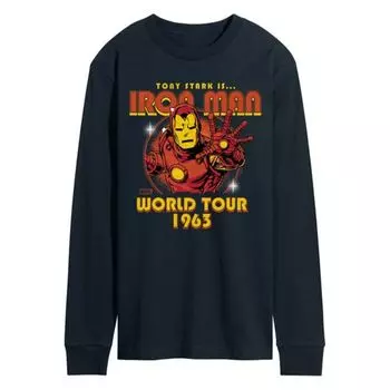 Мужская футболка с длинным рукавом "Iron Man World Tour 1963" в винтажном стиле Marvel, синий