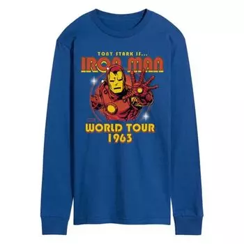 Мужская футболка с длинным рукавом "Iron Man World Tour 1963" в винтажном стиле Marvel, синий