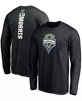 Мужская футболка с длинным рукавом jordan morris black seattle sounders fc playmaker с именем и номером Fanatics, черный