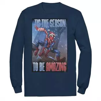 Мужская футболка с длинным рукавом Marvel Spider-Man 'Tis The Season To Be Amazing Licensed Character