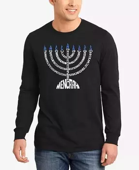 Мужская футболка с длинным рукавом Menorah Word Art LA Pop Art, черный