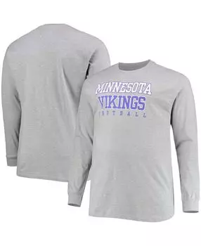 Мужская футболка с длинным рукавом minnesota vikings practice из меланжевой ткани большого и высокого роста Fanatics, мульти