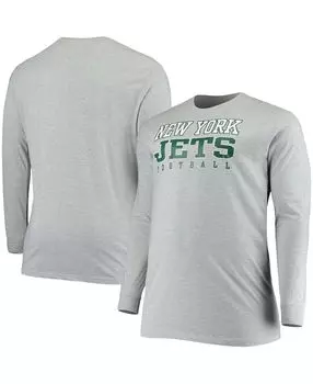 Мужская футболка с длинным рукавом new york jets practice серого цвета большого и высокого роста Fanatics, мульти