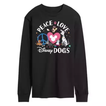 Мужская футболка с длинным рукавом Peace Love Dogs Disney, черный
