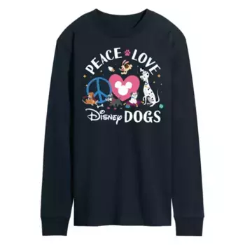 Мужская футболка с длинным рукавом Peace Love Dogs Disney, синий