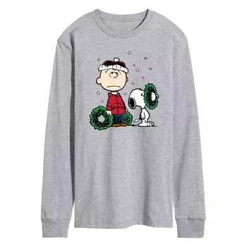 Мужская футболка с длинным рукавом Peanuts Charlie Brown и венком Licensed Character
