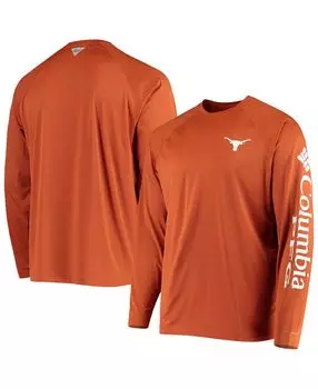 Мужская футболка с длинным рукавом pfg burnt orange texas longhorns terminal tackle omni-shade Columbia, мульти