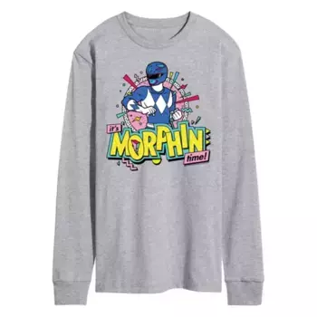 Мужская футболка с длинным рукавом Power Rangers Morphin Blue с принтом Licensed Character, серый