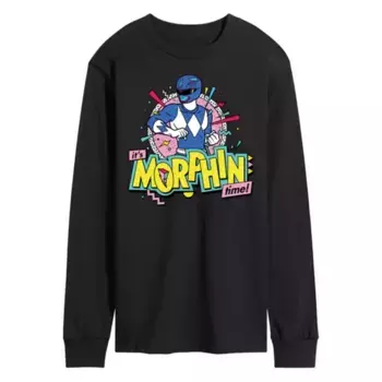 Мужская футболка с длинным рукавом Power Rangers Morphin Blue с принтом Licensed Character, черный