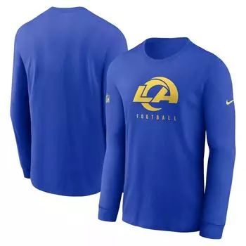 Мужская футболка с длинным рукавом Royal Los Angeles Rams Sideline Performance Nike