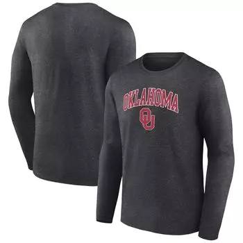 Мужская футболка с длинным рукавом с логотипом Heather Charcoal Oklahoma Earlys Campus Fanatics