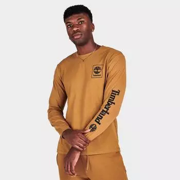 Мужская футболка с длинным рукавом с логотипом Timberland, коричневый