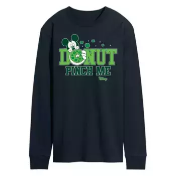 Мужская футболка с длинным рукавом с принтом «Ущипни меня пончик» Микки Мауса Disney, синий